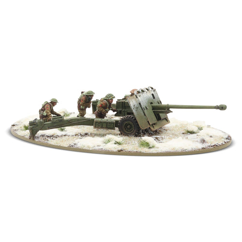 17 pdr anti-tank gun with British infantry (winter) crew