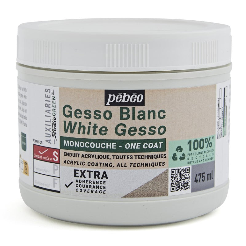 Pébéo One Coat White Gesso Studio Green 475 ml 818615