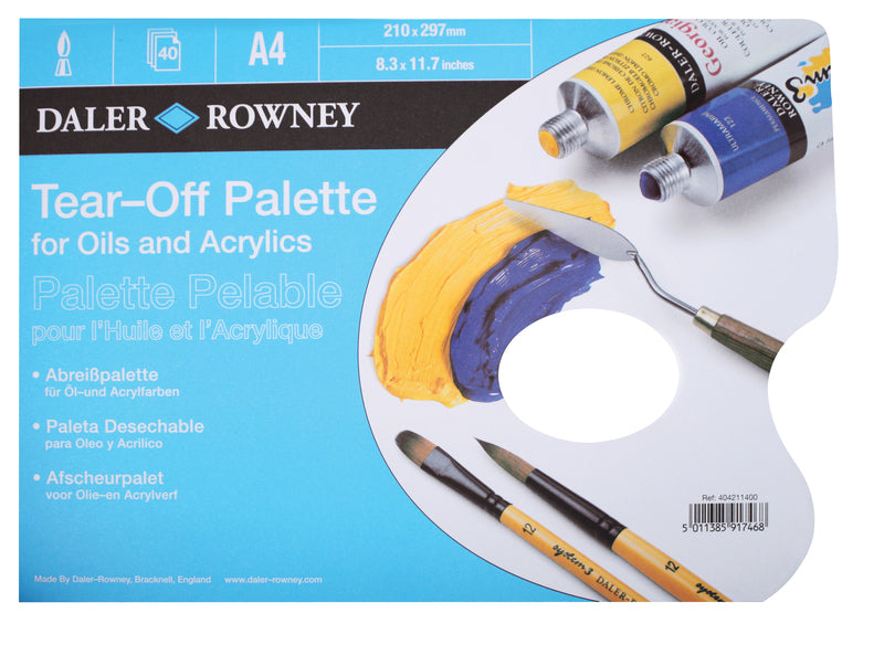 DALER-ROWNEY Acrylic Tear-Off Palette Acrylic A4 40Sh Fsc