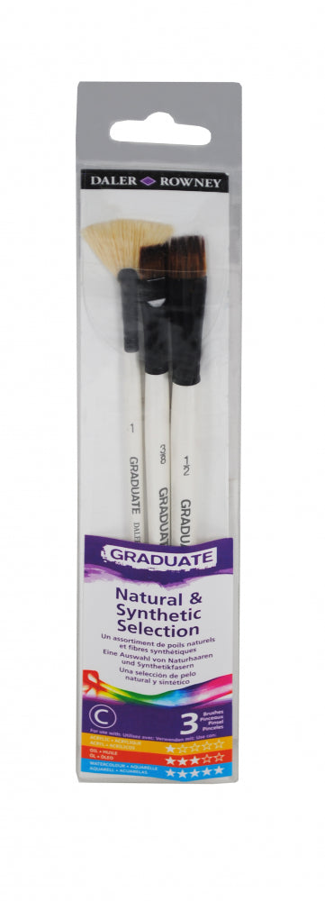 DALER-ROWNEY Graduate 3 Brush Synthetic & Bristle Set