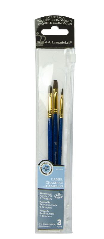Royal & Langnickel 3 Pc Camel Hair Brush Set Shader (2,4,6) Rset-9104