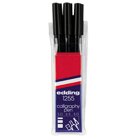edding 1255 Black Calligraphy Pen Wallet Of 3 4-1255-3-001