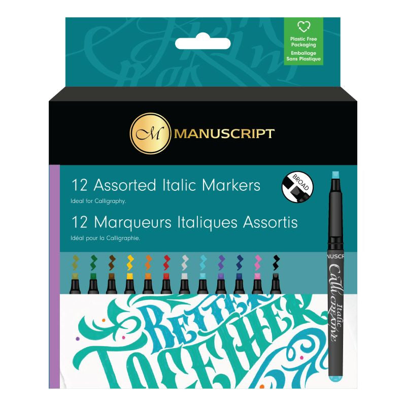 Callicreative 12 Broad Italic Pen Assorted Wallet Manuscript
