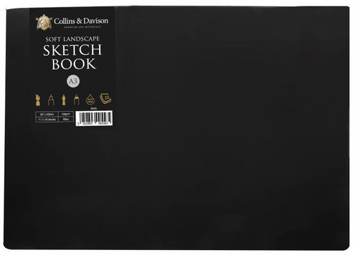 A3 Landscape Soft Sketch Book 20 Sh White Paper Black Cover