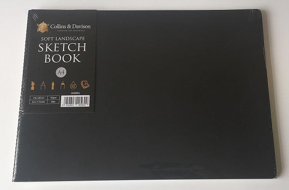 A4 Landscape Soft Sketch Book 20 Sh White Paper Black Cover