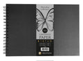 A4 Landscape Artist Hardback Spiral Sketch Book Black Cover