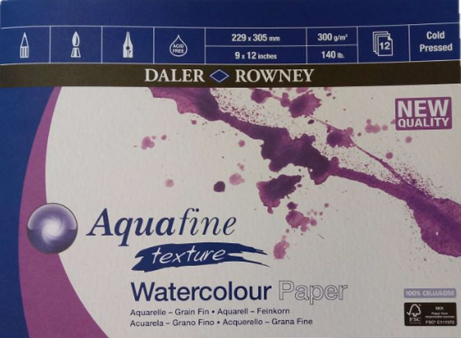 DALER-ROWNEY Aquafine Wc Texture Pad 12X9" 300G 12Sh
