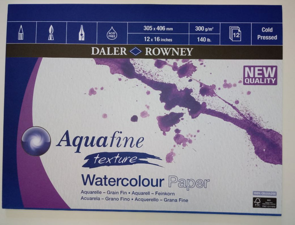 DALER-ROWNEY Aquafine Wc Texture Pad 16X12" 300G 12Sh