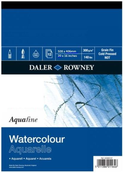 DALER-ROWNEY Aquafine Wc Texture Pad 20X16" 300G 12Sh
