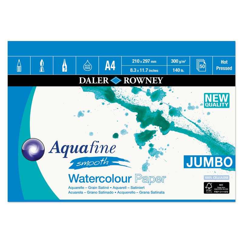 DALER-ROWNEY Aquafine Wc Smooth Jumbo Pad A4 300G 50Sh