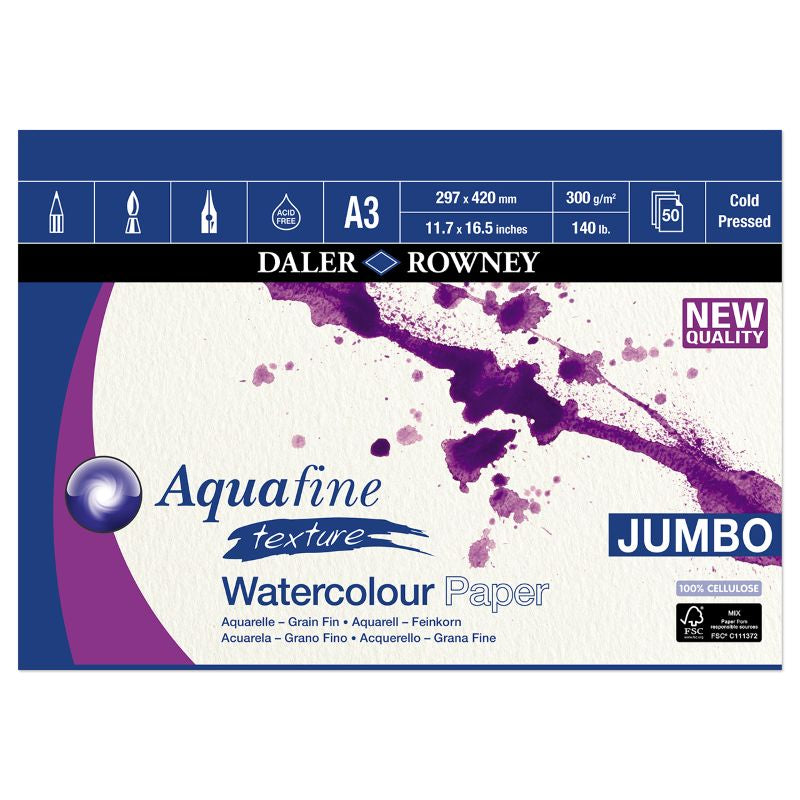 DALER-ROWNEY Aquafine Wc Texture Jumbo Pad A3 300G 50Sh