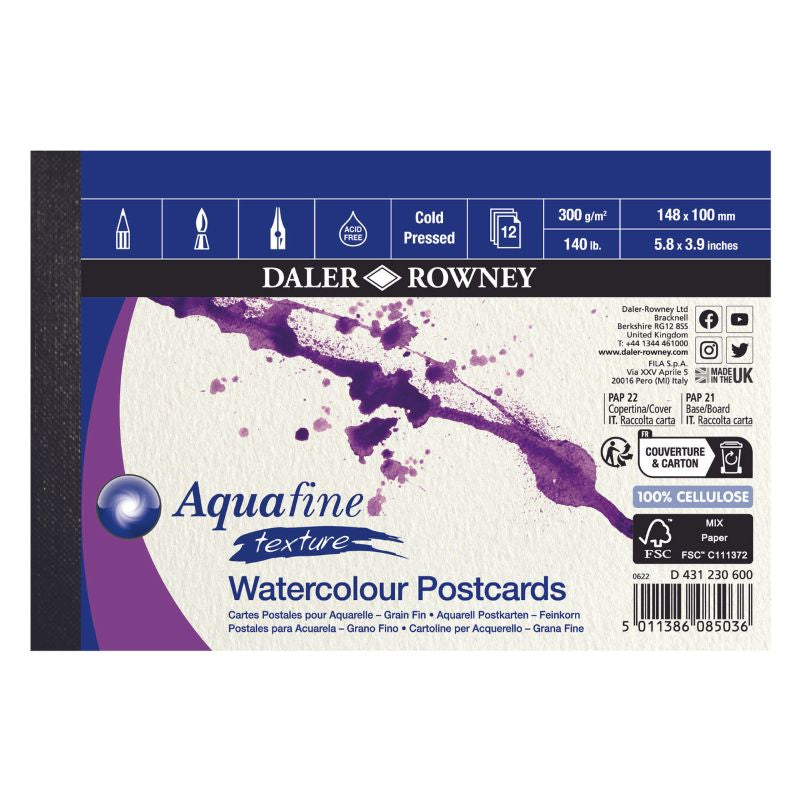 DALER-ROWNEY Aquafine Wc Texture Postcard Pad 300G 12Sh In Ctu