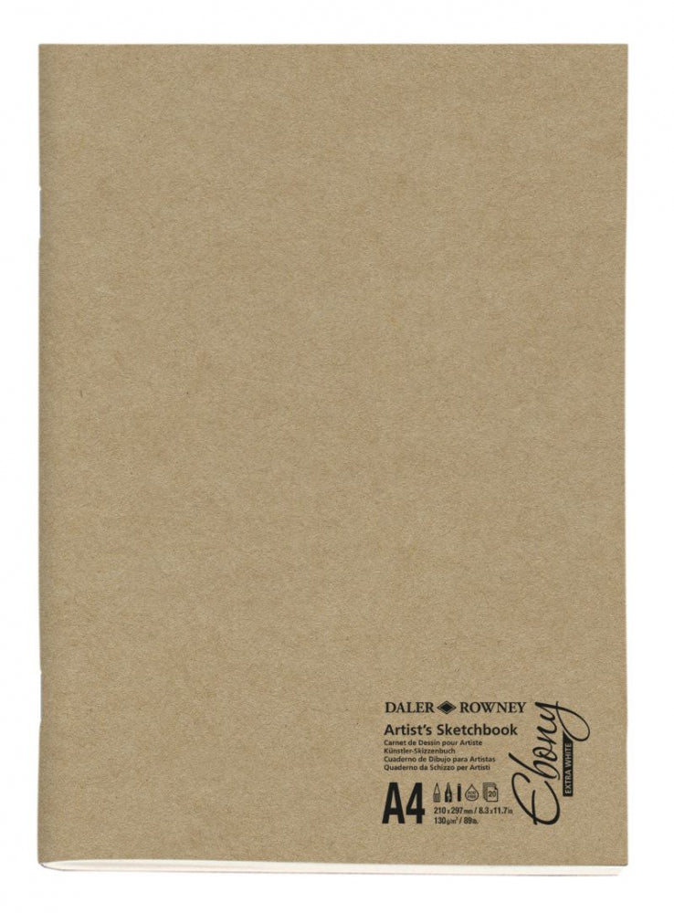 DALER-ROWNEY Ebony Extra White Eco Stapled Sketchbook 130G A4 Pt 20Sh