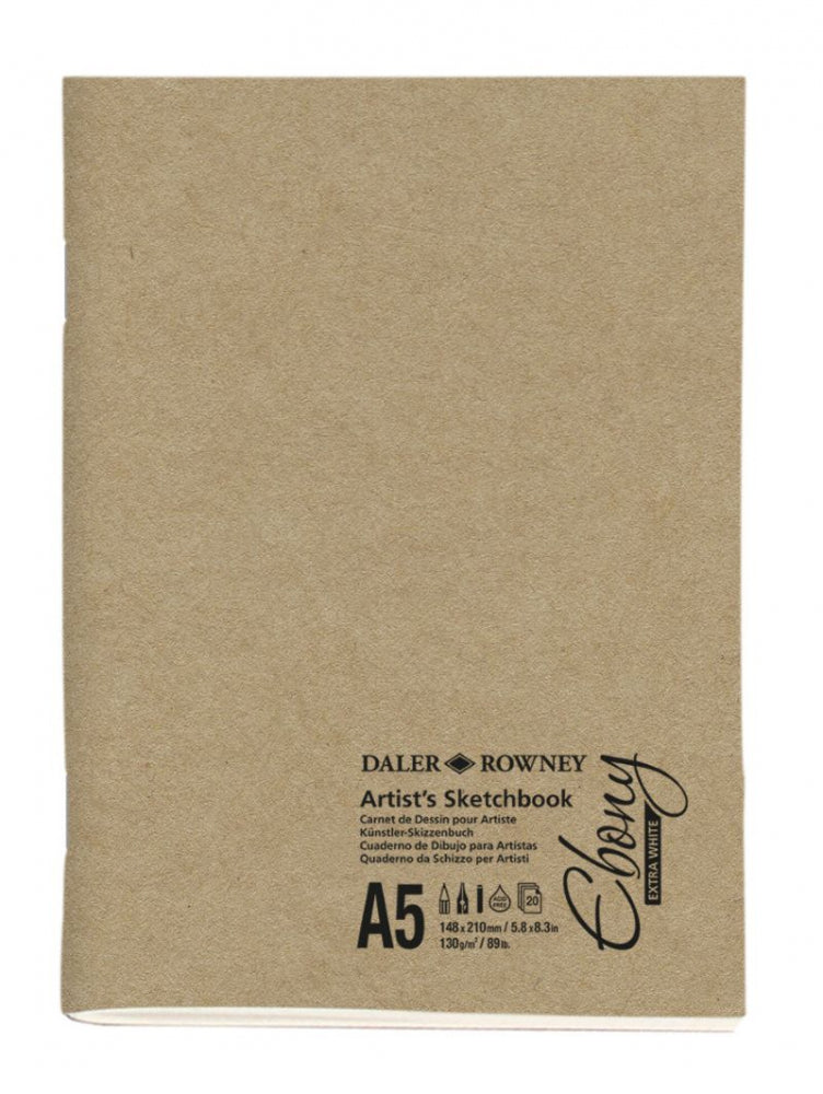 DALER-ROWNEY Ebony Extra White Eco Stapled Sketchbook 130G A5 Pt 20Sh