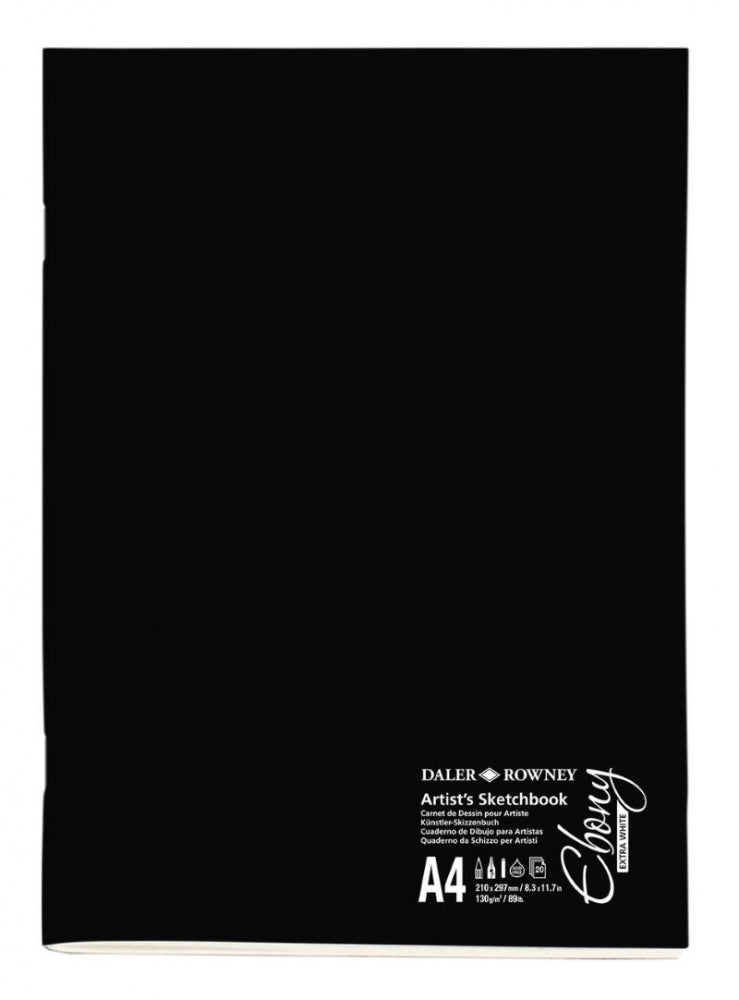 DALER-ROWNEY Ebony Extra White Stapled Sketchbook 130G A4 Pt 20Sh