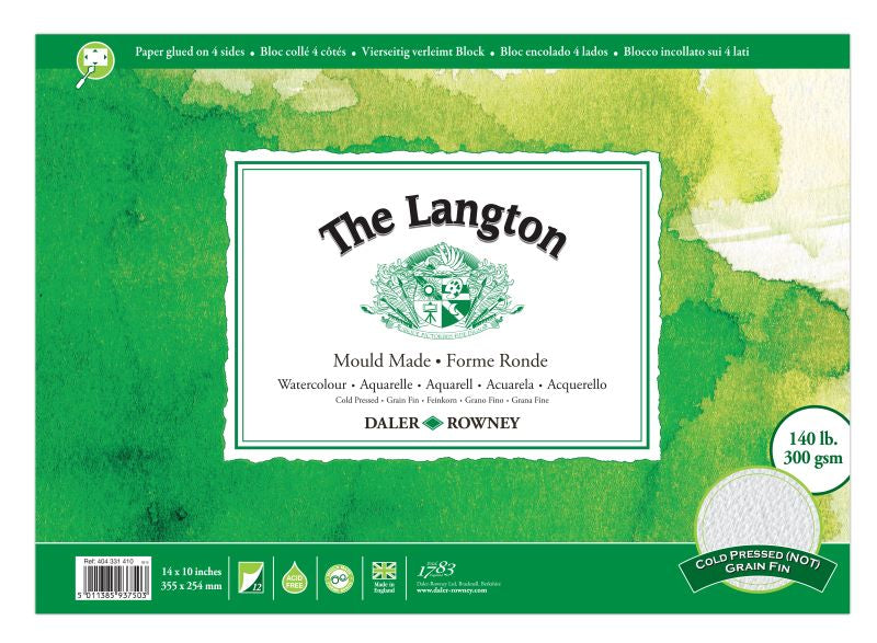 DALER-ROWNEY Langton Wc Cold Pressed Block 14X10" 300G 12Sh