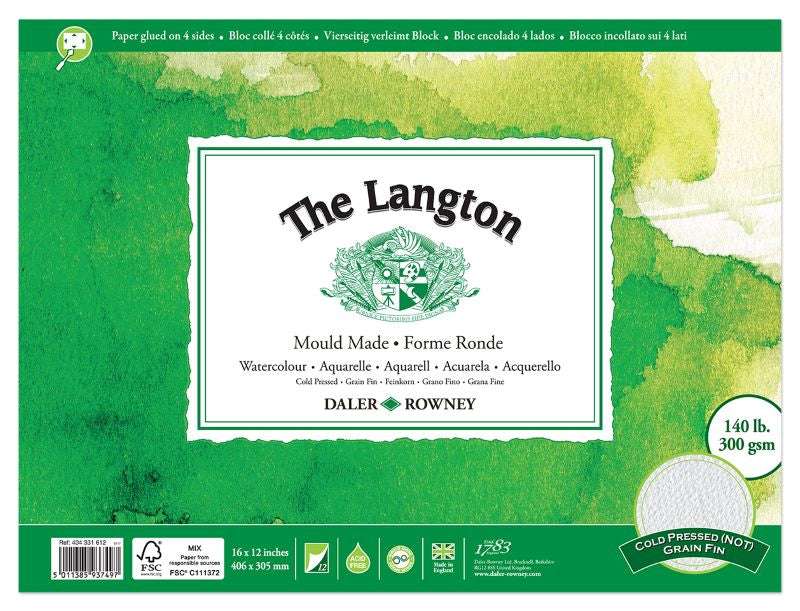 DALER-ROWNEY Langton Wc Cold Pressed Block 16X12" 300G 12Sh