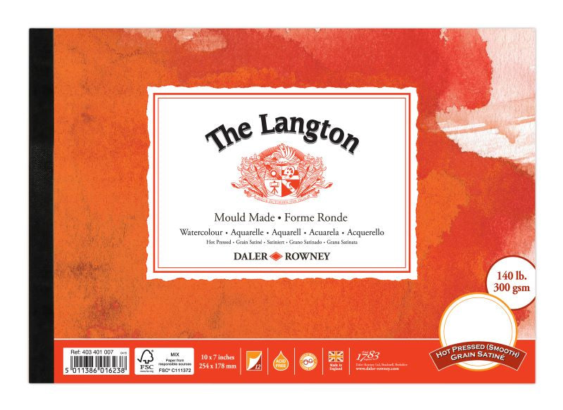 DALER-ROWNEY Langton Wc Hot Pressed Pad 10X7" 300G 12Sh