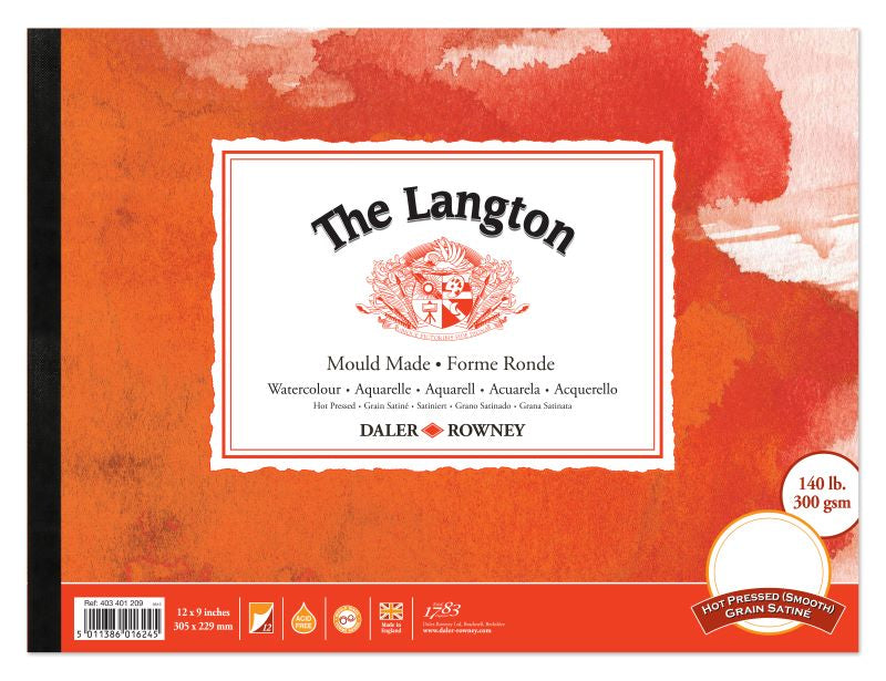 DALER-ROWNEY Langton Wc Hot Pressed Pad 12X9" 300G 12Sh