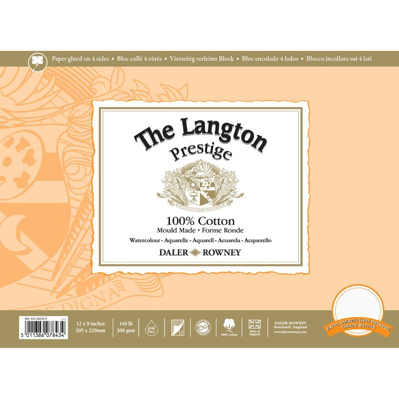 DALER-ROWNEY Langton Prestige Wc Hot Pressed Block 12X9" 300G 12Sh