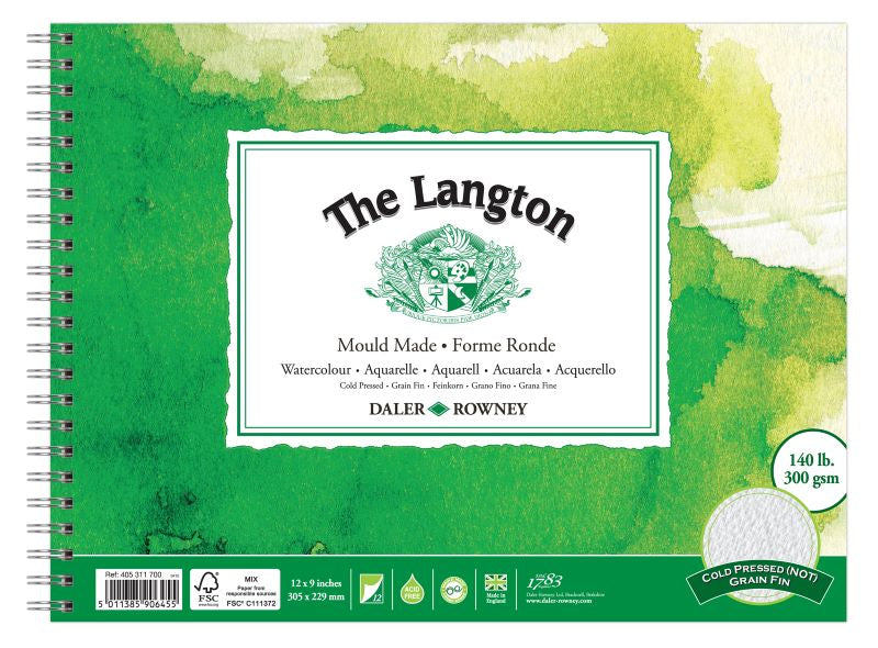 DALER-ROWNEY Langton Wc Cold Pressed Spiral 12X9" 300G 12Sh