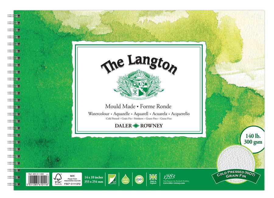 DALER-ROWNEY Langton Wc Cold Pressed Spiral 14X10" 300G 12Sh