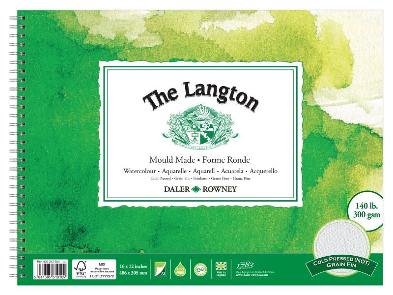 DALER-ROWNEY Langton Wc Cold Pressed Spiral 16X12" 300G 12Sh