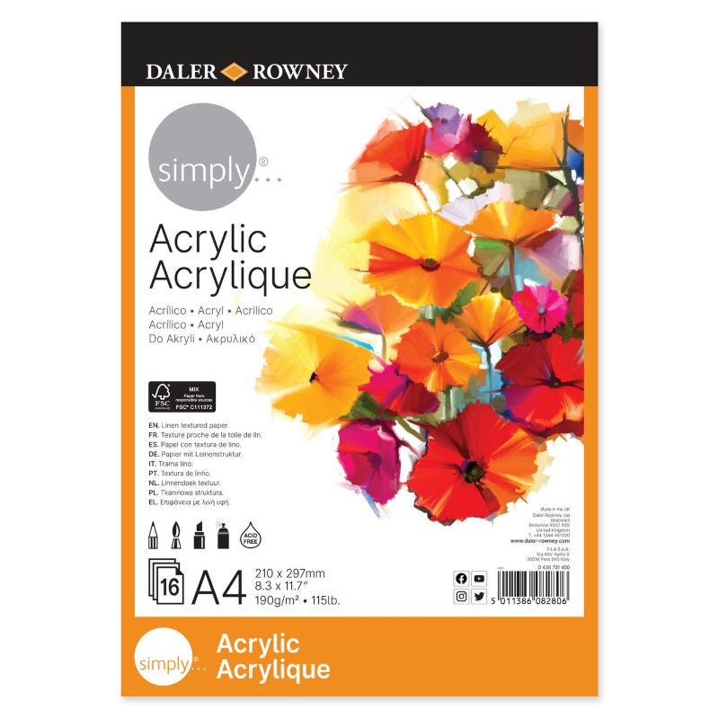 DALER-ROWNEY Simply Acrylic Pad A4 190G 16Sh