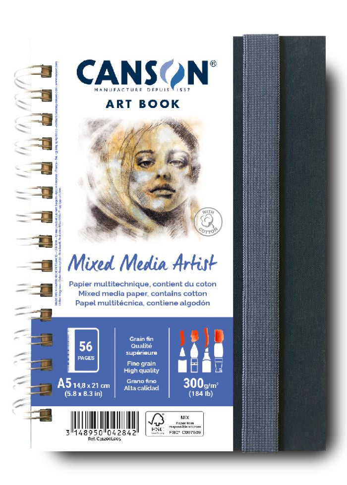 CANSON Art Book Wb Mixed Media Artist Portrait A5 300G 28Sh