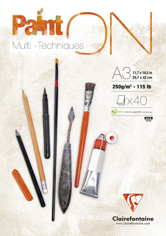 Clairefontaine Paint On White Pad A3 250 gsm 40Sh 96536C
