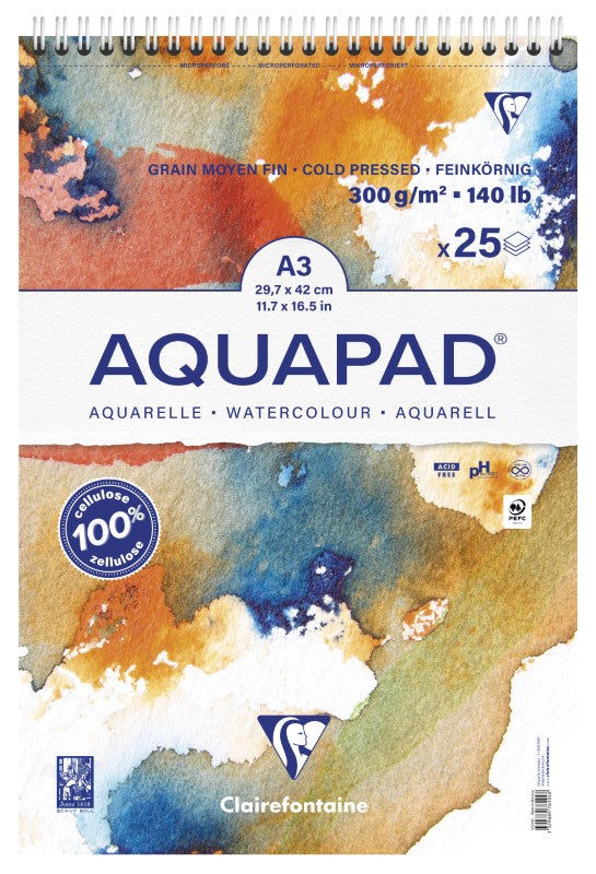Clairefontaine Goldline Aqua Pad Spiral A3 25Sh 976104C