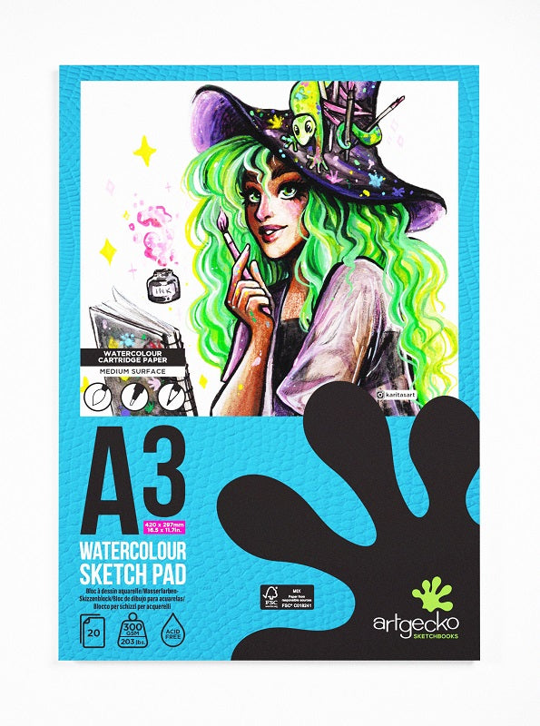 Artgecko A3 Pro Watercolour Sketchpad Portrait Gec004