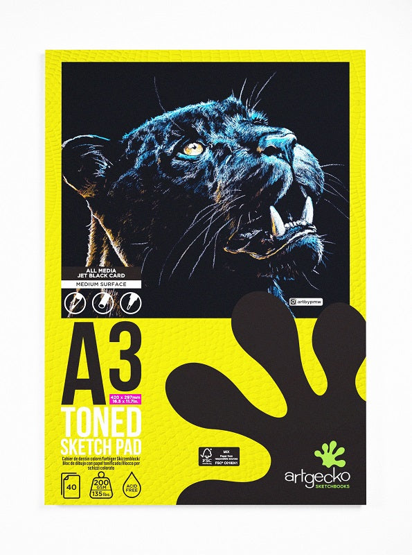Artgecko A3 Pro Toned Sketch Pad Portrait Black Gec008