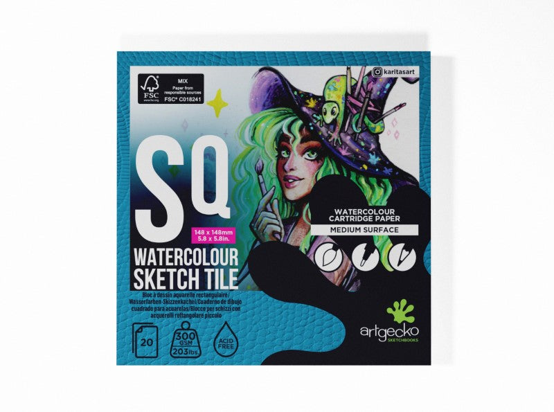 Gecko Pro Sketch Tiles 15X15 cm 20 Sh 300 gsm W/Col Cart. Paper