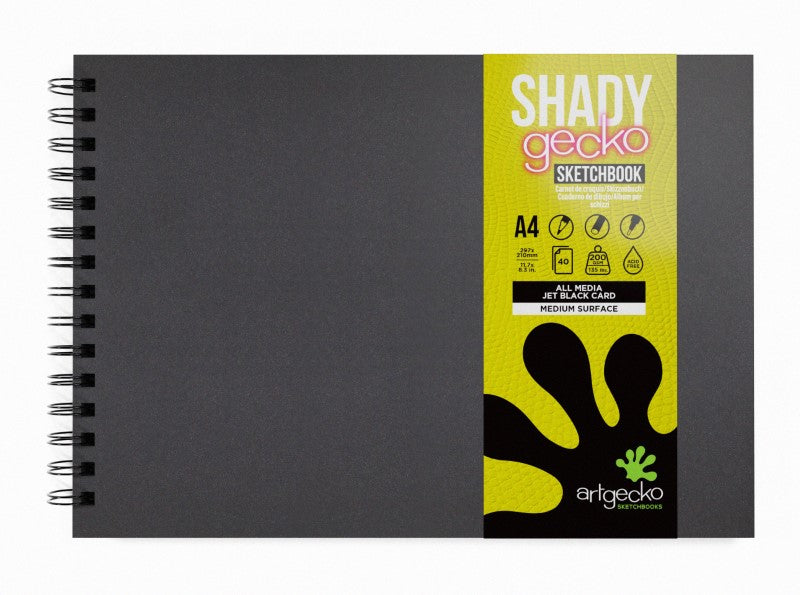 Shady Gecko Black A4 Landscape 200 gsm Card Sketchbook Gec401