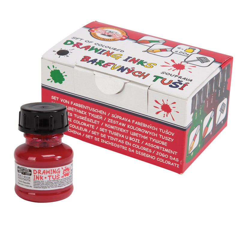 Koh-I-Noor Set Of Coloured Drawing Ink - 6 X 20G
