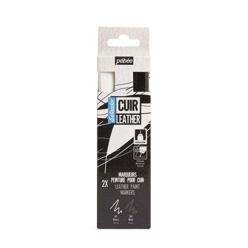 Pébéo Setacolor Leather Marker Kit Black & White X 2 295685