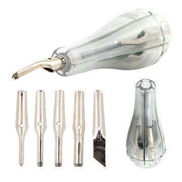 Abig Lino Cutting Set-5 Blades In A Plastic Handle