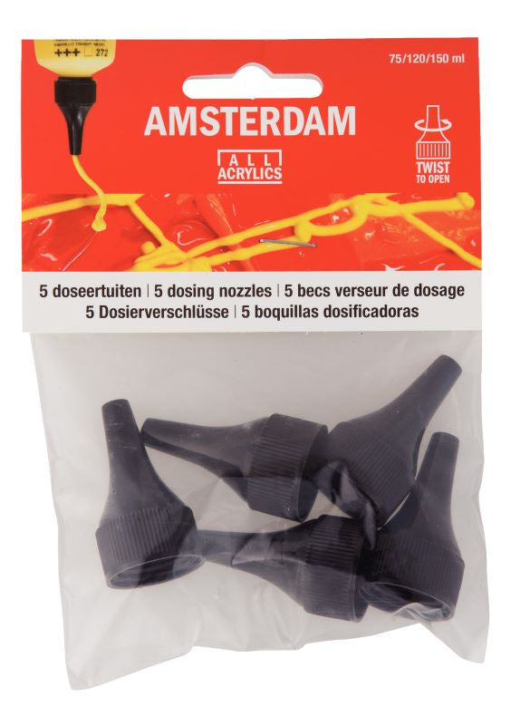 Set Of 5 Dosing Nozzles Amsterdam Acrylic 120 ml Tubes