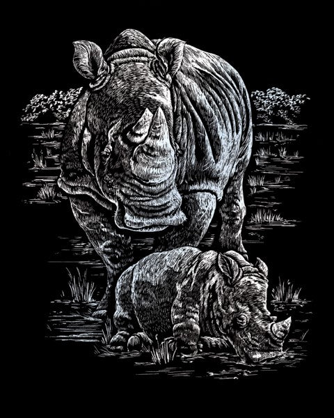Royal & Langnickel Rhinoceros & Baby Scraperfoil Silver Silf21