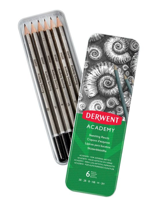 Academy Sketching Pencils 6 Tin (3B-2H) 2301945