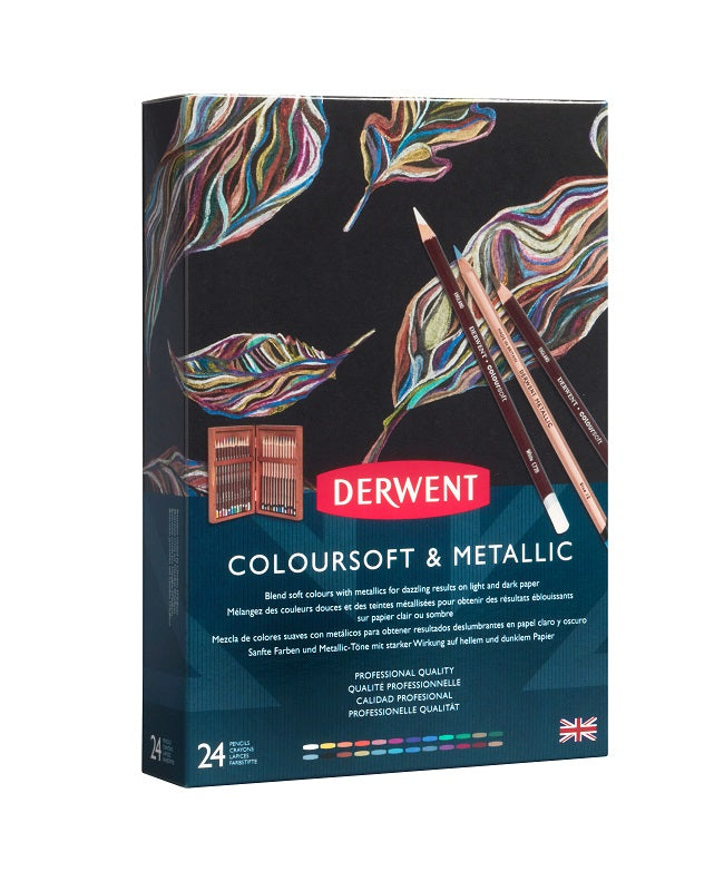 Derwent Coloursoft & Metallic 24 Wooden Box 2305863