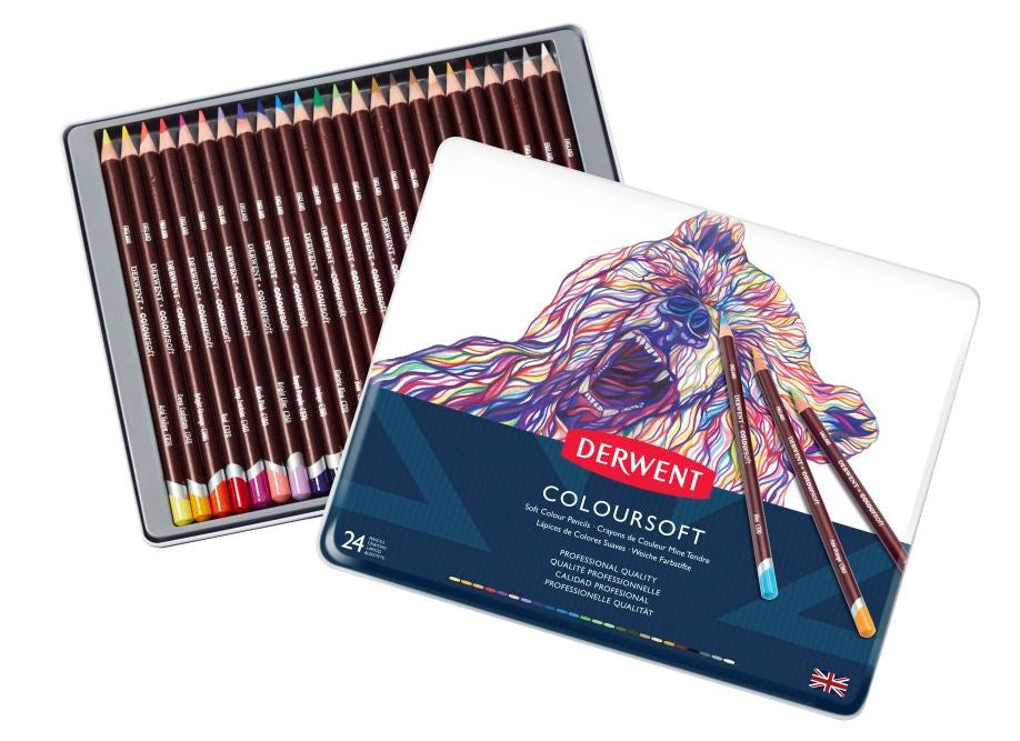 Derwent Coloursoft Pencils Tin Of 24 0701027
