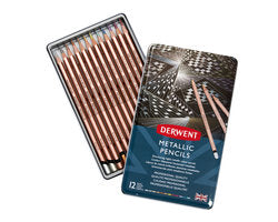 Derwent Metallic Pencil Tin Of 12 2305599