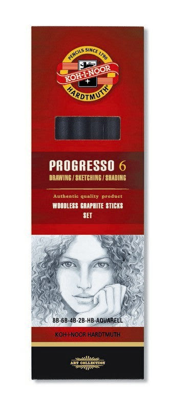 Koh-I-Noor Progresso Woodless Graphite 6 Set Pencils 8915 6