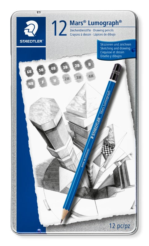 Staedtler Mars Lumograph Tin Of 12 Ass Degrees 100 G12