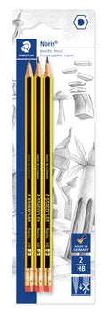 Staedtler Noris Pencil Eraser Tip B/Card Of 3 Hb 122-2Bk3Da