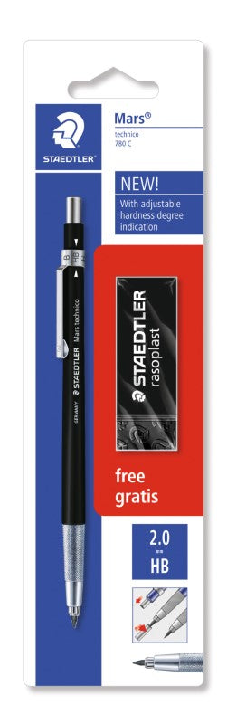 Staedtler Mars Technico Black B/Card Free Eraser 780 C Bkp6