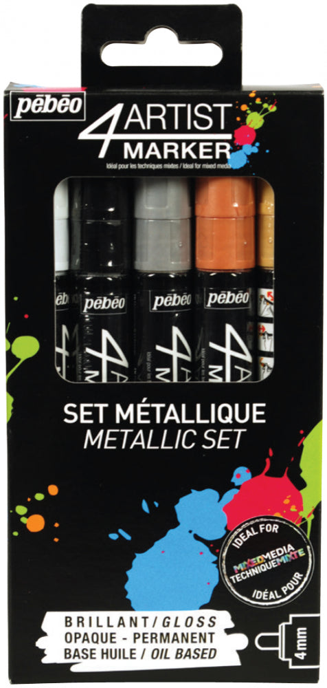4Artist Marker Set Metallic 5 X 4 mm By Pébéo 580892