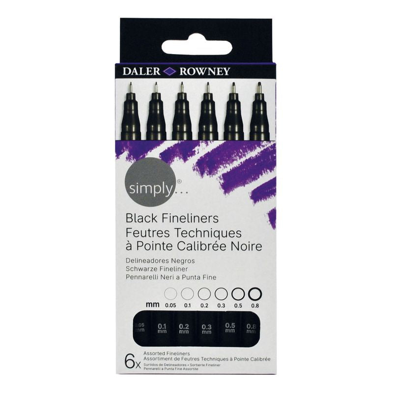 DALER-ROWNEY Simply Black Fineliner 6Pcs Set